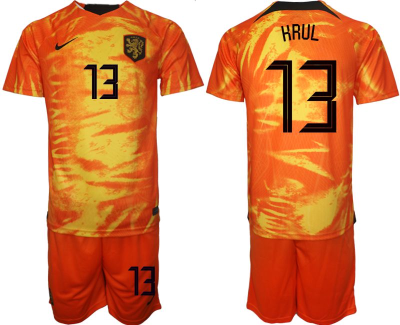 Men 2022 World Cup National Team Netherlands home orange 13 Soccer Jerseys